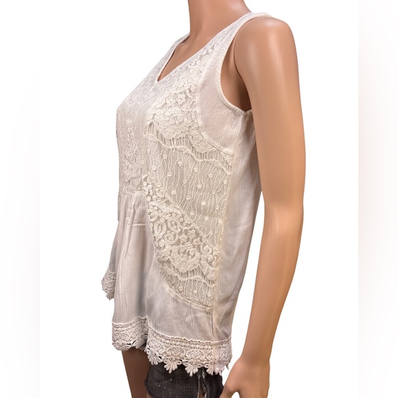 Knox Rose Ivory Lace Tank Top XS - Picture 2 of 5